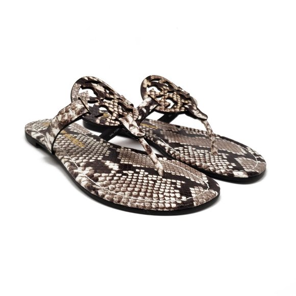 Tory Burch Embossed Leather Sandals in Warm Roccia - Picture 6 of 11